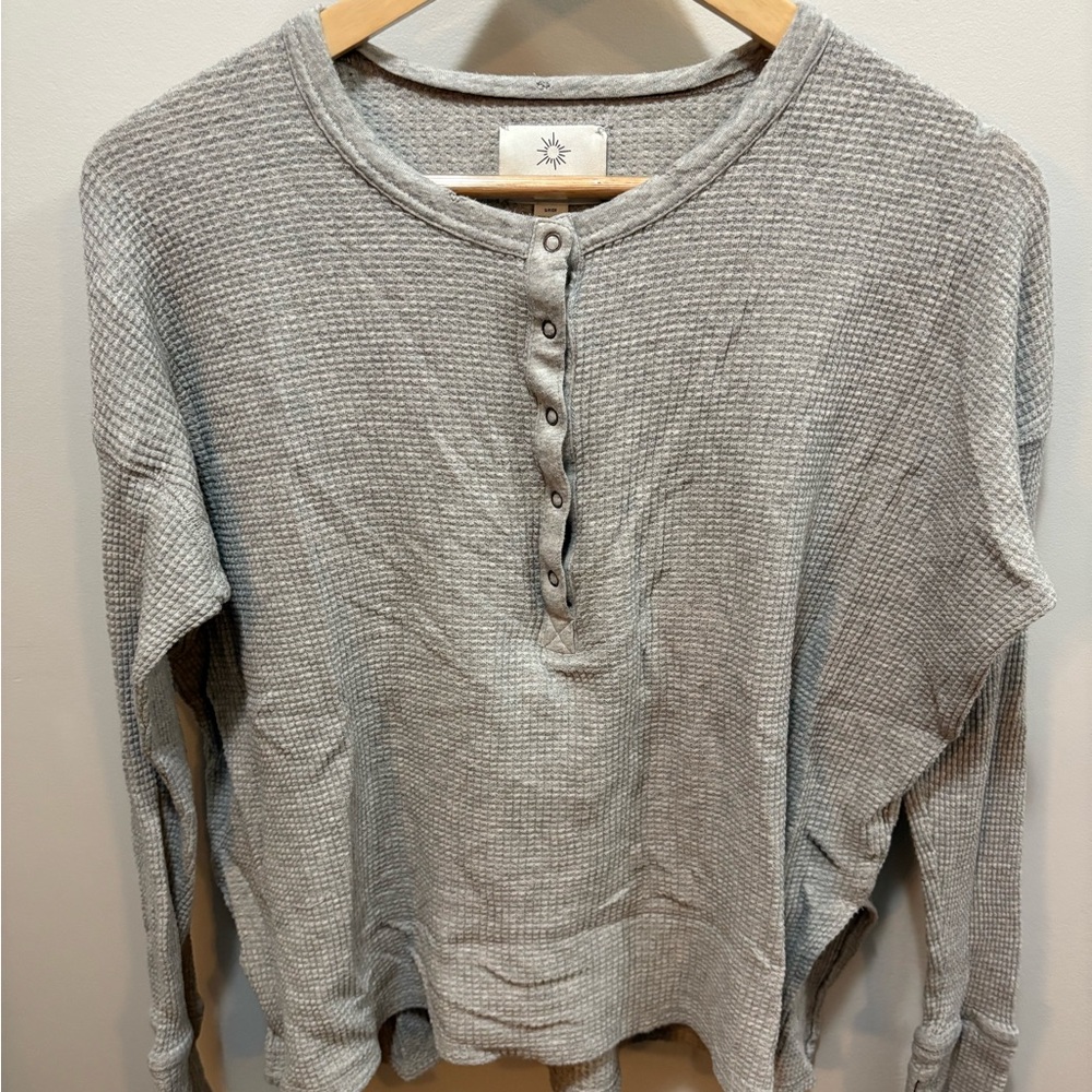 Aerie Gray Waffle Knit Top